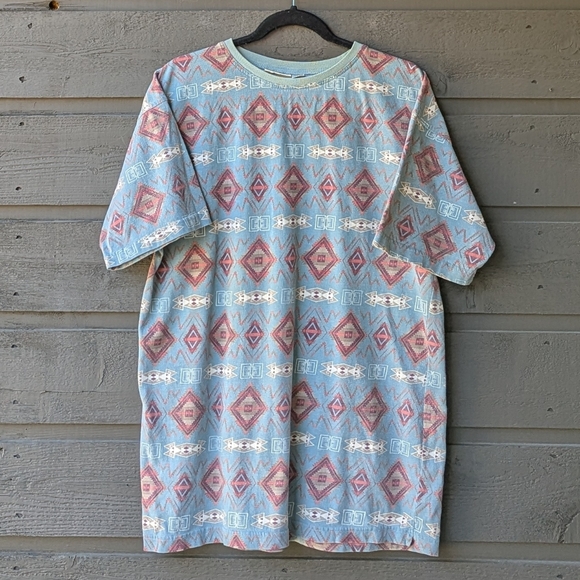 VTG 80s Chico's Design 100% Cotton Tribal Pattern Short Sleeve T-Shirt Medium - Picture 6 of 6